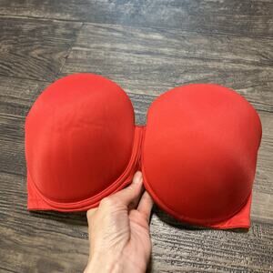 PINK Victoria's Secret Red 36D Wear Everywhere Push Up Strapless Bra Multiway